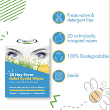 Load image into Gallery viewer, The Eye Doctor Biodegradable Hay Fever Relief Eyelid Wipes