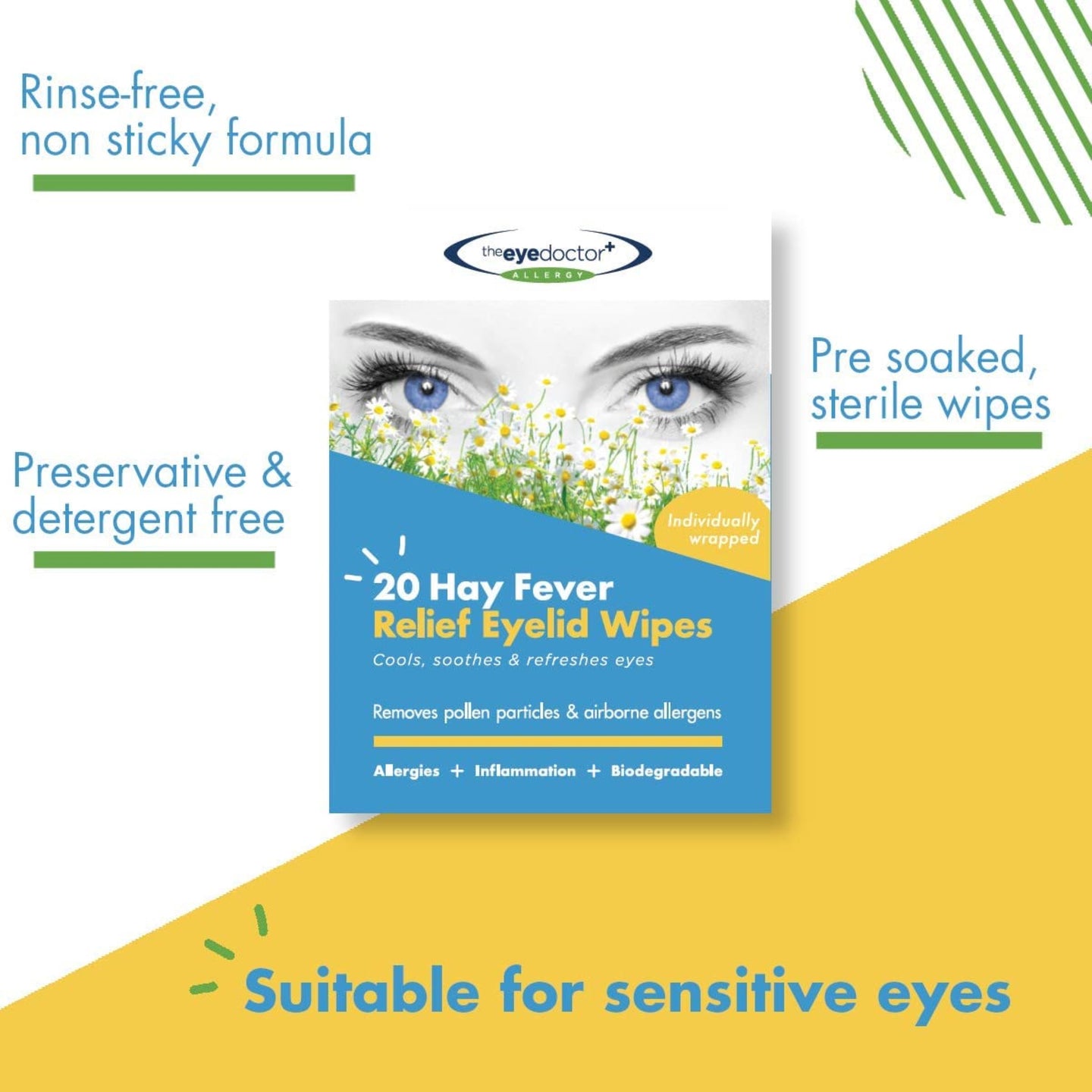 The Eye Doctor Biodegradable Hay Fever Relief Eyelid Wipes