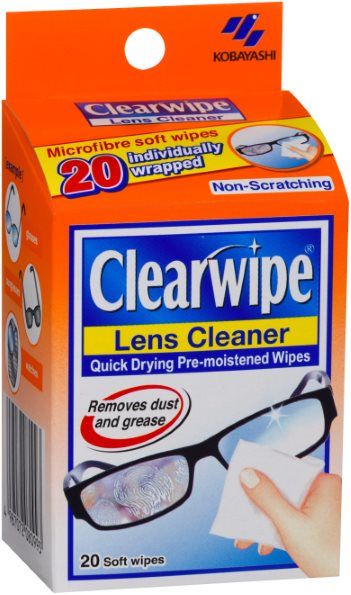 Clear Wipe Lens Cleaner Quick Drying Pre Moistened Wipe X 20